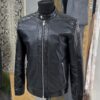 695e5a3859f447123fa57dac.jpg Men's Real Python Skin Trim Genuine Leather Black Luxury Moto Jacket