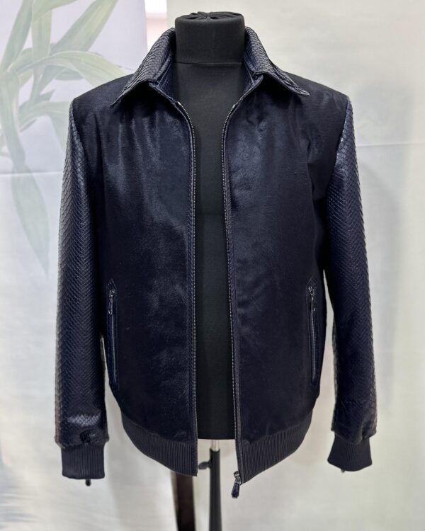Genuine Python & Pony Hair Bomber Jacket - Handmade Luxury