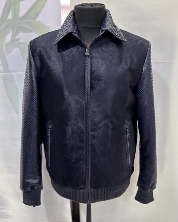 Genuine Python & Pony Hair Bomber Jacket - Handmade Luxury