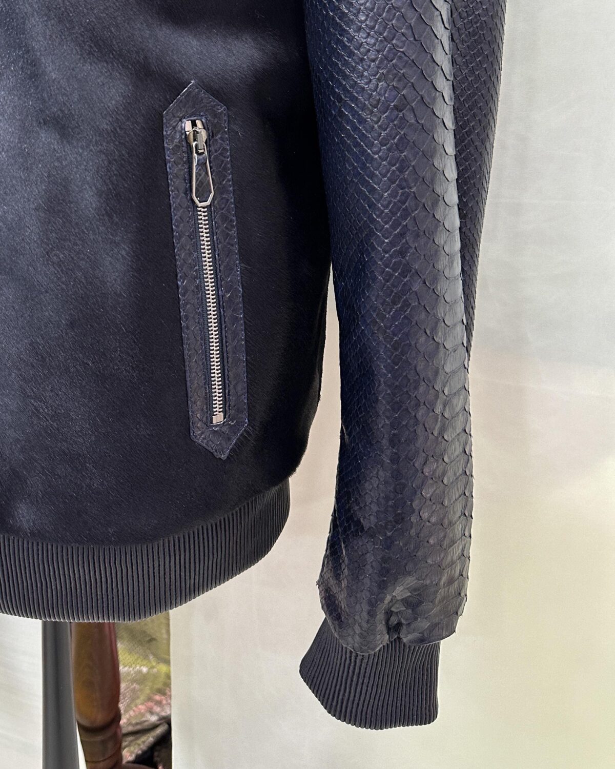 Genuine Python & Pony Hair Bomber Jacket - Handmade Luxury