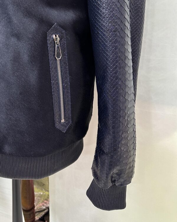 Genuine Python & Pony Hair Bomber Jacket - Handmade Luxury