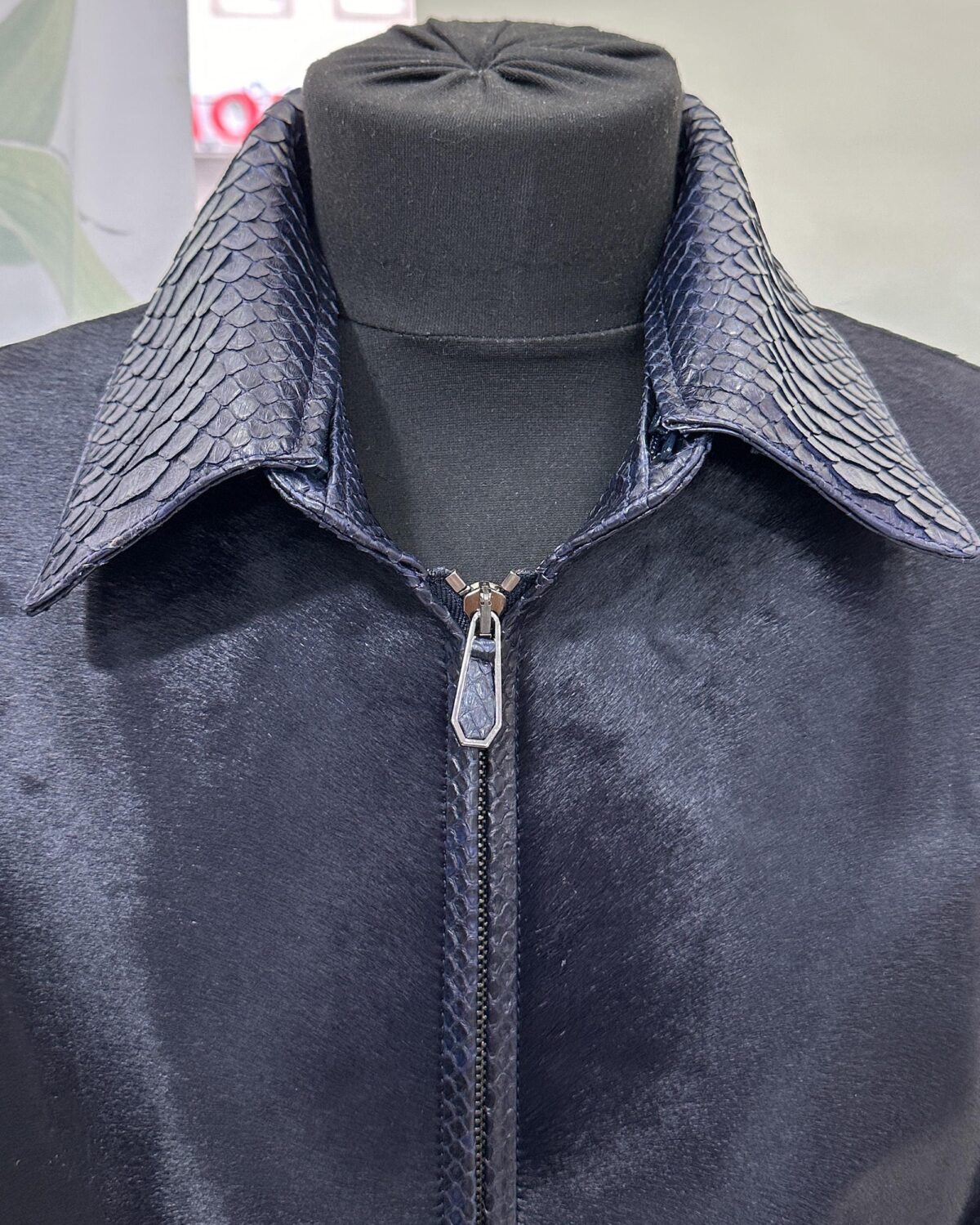 Genuine Python & Pony Hair Bomber Jacket - Handmade Luxury