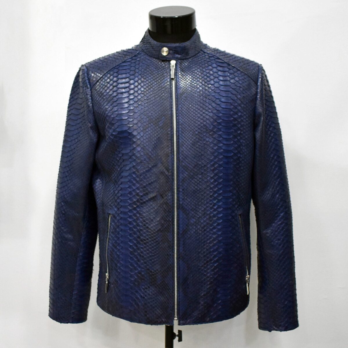 695e5a3c59f447123fa57e7b.jpg Real Python Leather Genuine Exotic Skin Men's Black Navy Blue Luxury Jacket