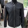 695e5a3e59f447123fa57f4d.jpg Men's Real Python Skin Trim Genuine Leather Black Luxury Moto Jacket