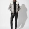 Genuine Python Leather Men's Hoodie: Fox Fur Trim, Rex Fur Lining