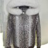 Genuine Python Leather Men's Hoodie: Fox Fur Trim, Rex Fur Lining