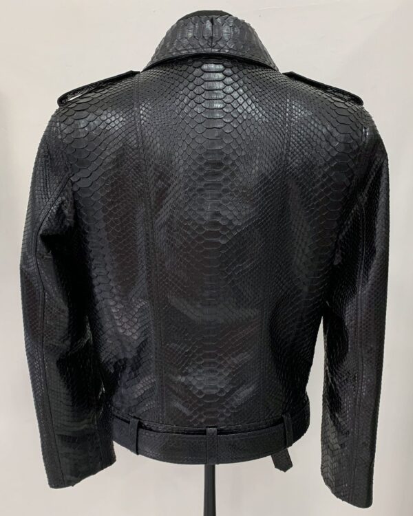 Genuine Python Leather Men's Luxury Exotic Snake Skin Black Motorcycle Biker Jacket