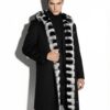 695e5a9159f447123fa58187.jpg Luxury Cashmere Coat with Rex Rabbit Fur Trim | Long Black Winter Hooded Overcoat