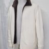 Men’s Wool Cardigan with Merino Fur Lining – Luxury Winter Zip Jacket in Cream White