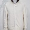 Men’s Wool Cardigan with Merino Fur Lining – Luxury Winter Zip Jacket in Cream White
