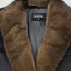 Men's Luxury Cashmere Black Overcoat | Genuine Mink Fur Collar Mahogany Winter Coat