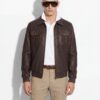 695e5a9459f447123fa58296.jpg Brown Wool & Leather Bomber Jacket | Men's Genuine Lambskin Tim Outerwear