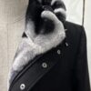 695e5a9459f447123fa58298.jpg Luxury Cashmere Coat with Rex Rabbit Fur Trim | Long Black Winter Hooded Overcoat