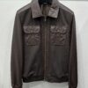 695e5a9459f447123fa582d9.jpg Brown Wool & Leather Bomber Jacket | Men's Genuine Lambskin Tim Outerwear