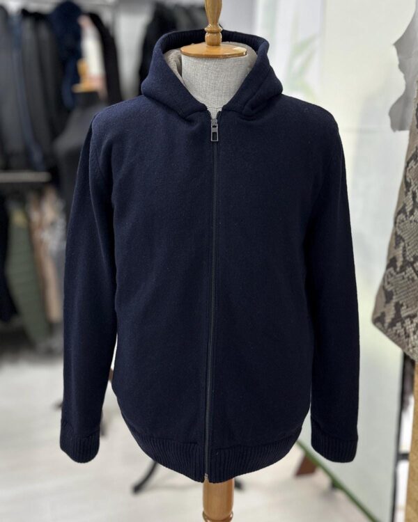 Wool Knit Cardigan: Merino Sheep Fur Lined Hooded Sweater