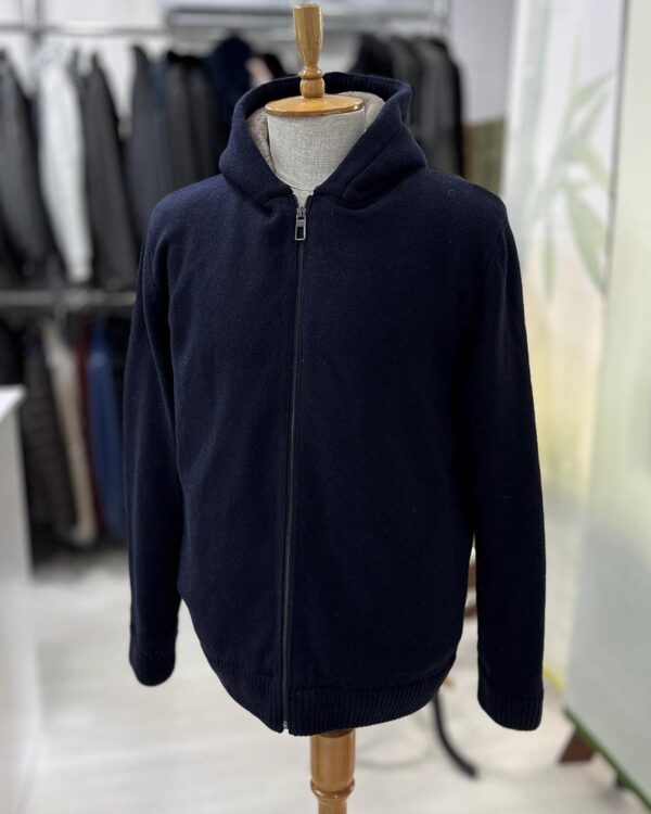 Wool Knit Cardigan: Merino Sheep Fur Lined Hooded Sweater