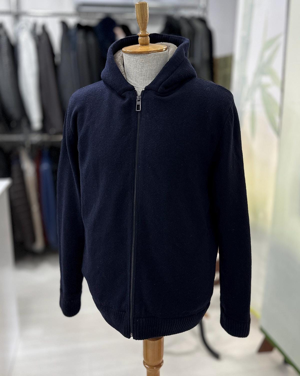 Wool Knit Cardigan: Merino Sheep Fur Lined Hooded Sweater