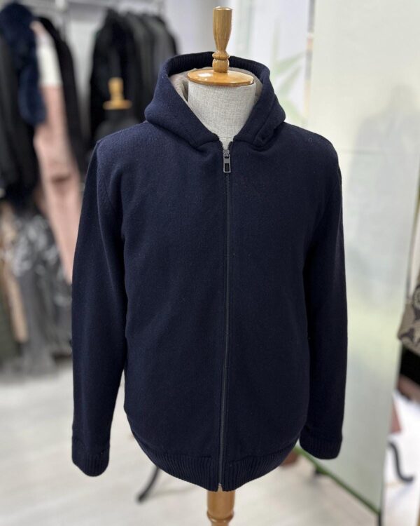 Wool Knit Cardigan: Merino Sheep Fur Lined Hooded Sweater