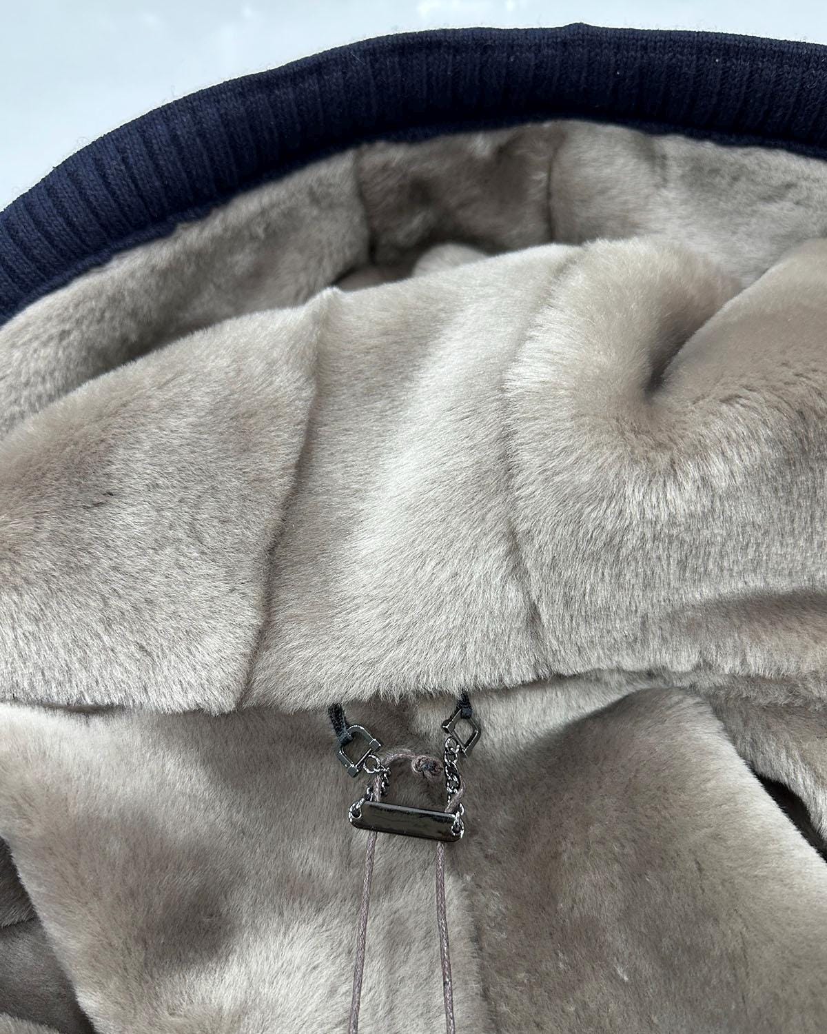 Wool Knit Cardigan: Merino Sheep Fur Lined Hooded Sweater