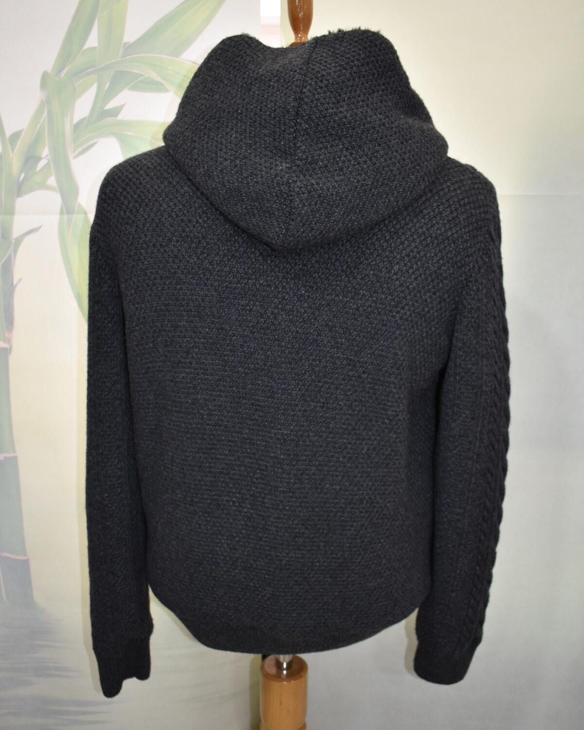 Merino Sheep Fur Lined Wool Cardigan: Python Leather Trim