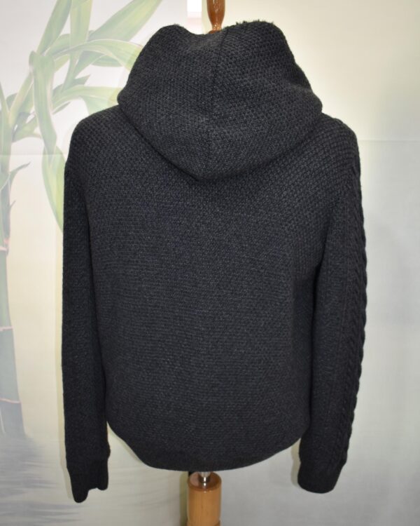 Merino Sheep Fur Lined Wool Cardigan: Python Leather Trim