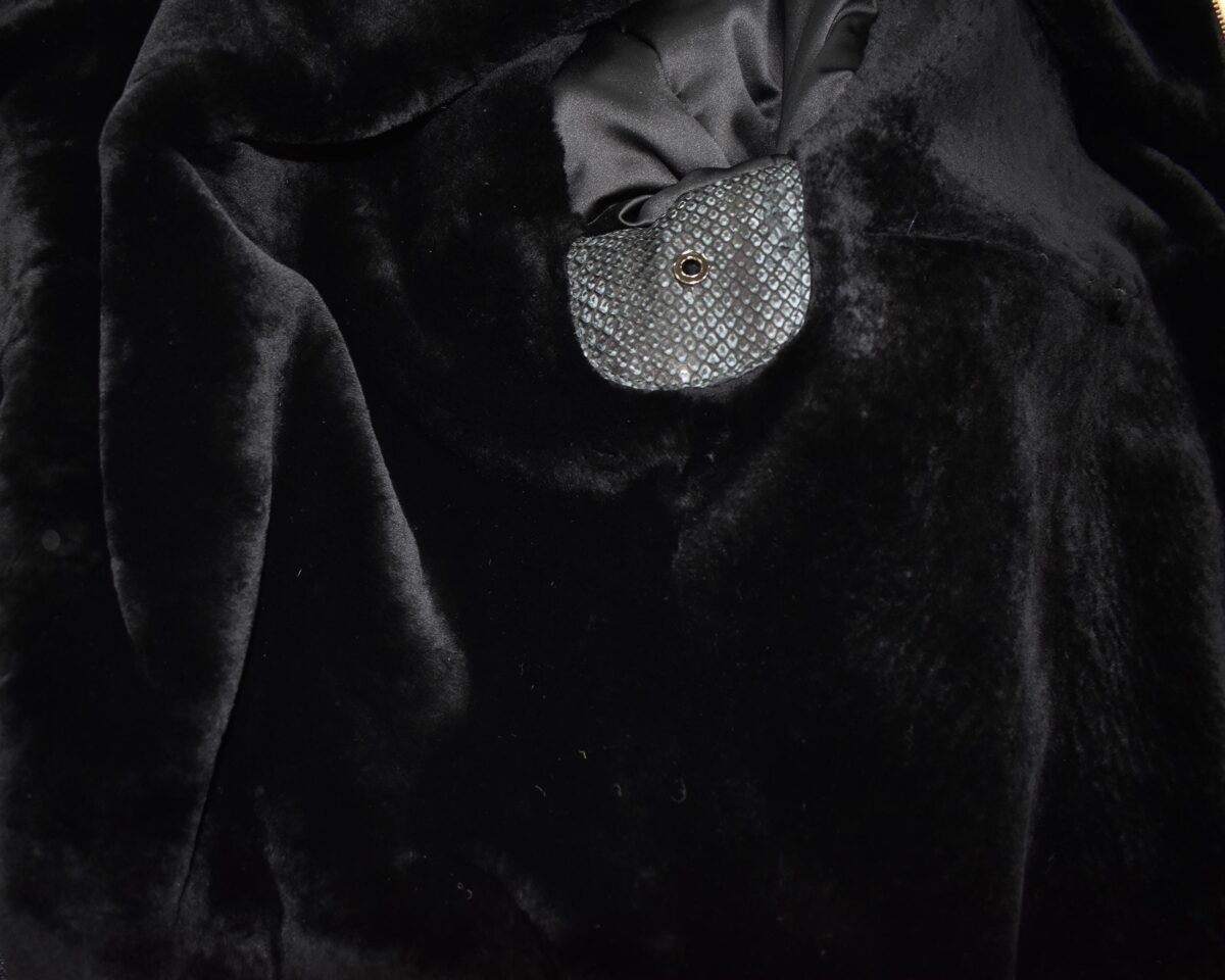 Merino Sheep Fur Lined Wool Cardigan: Python Leather Trim