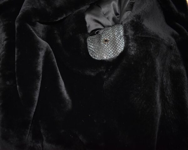 Merino Sheep Fur Lined Wool Cardigan: Python Leather Trim