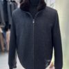695e5aa059f447123fa584d5.jpg Handmade Cashmere Wool Bomber Jacket: Men's Grey Rabbit Fur Collar
