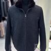 695e5aa059f447123fa584dd.jpg Handmade Cashmere Wool Bomber Jacket: Men's Grey Rabbit Fur Collar