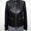 695e604759f447123fa644e0.jpg Genuine Black Python Skin Racer Jacket - Luxury Café Racer Style - Gold Hardware Snake Coat