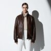 Intrecciato Lambskin Blouson Hand Woven Genuine Leather Women's Black Brown Burgundy Lambskin Bomber Jacket