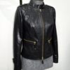 695e604859f447123fa646a8.jpg Genuine Black Python Skin Racer Jacket - Luxury Café Racer Style - Gold Hardware Snake Coat
