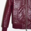 Intrecciato Lambskin Blouson Hand Woven Genuine Leather Women's Black Brown Burgundy Lambskin Bomber Jacket