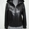 Genuine Black Python Skin Hooded Bomber Jacket - Luxury Urban Snake Leather Coat