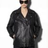 695e605259f447123fa64cf8.jpg Oversized Boyfriend Black Genuine Python Skin Biker Jacket - Luxury Exotic Moto Coat