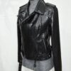 695e605559f447123fa64fa8.jpg Black Genuine Python Skin Biker Jacket - Luxury Exotic Moto Coat With Belt