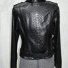 695e605659f447123fa6500a.jpg Black Genuine Python Skin Biker Jacket - Luxury Exotic Moto Coat With Belt
