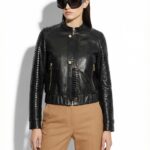 Women's Real Python Skin Trim Genuine Leather Luxury Bespoke Bomber Jacket