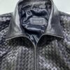 Intrecciato Lambskin Blouson Hand Woven Genuine Leather Women's Black Brown Burgundy Lambskin Bomber Jacket