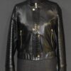 Women's Real Python Skin Trim Genuine Leather Luxury Bespoke Bomber Jacket
