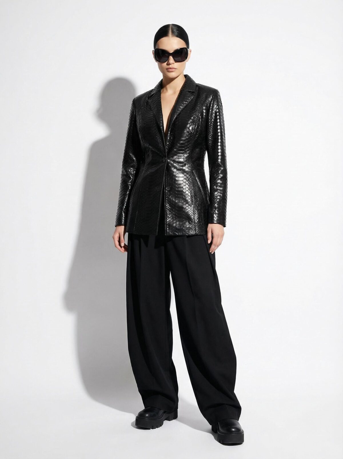 695e605859f447123fa6520c.jpg Genuine Python Skin Blazer β Handmade Luxury Exotic Leather Jacket for Women