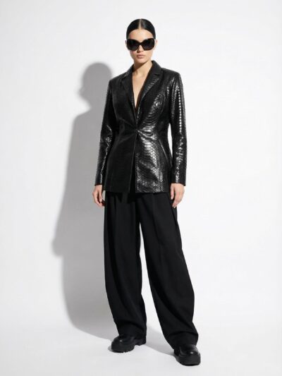 Genuine Python Skin Blazer – Handmade Luxury Exotic Leather Jacket for Women