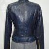 695e605959f447123fa6529c.jpg Exotic Navy Blue Genuine Python Skin Biker Jacket - Cropped Motorcycle Style with Gold Hardware