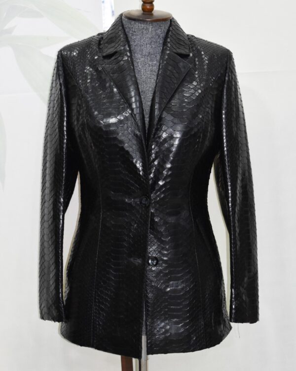 Genuine Python Skin Blazer – Handmade Luxury Exotic Leather Jacket for Women