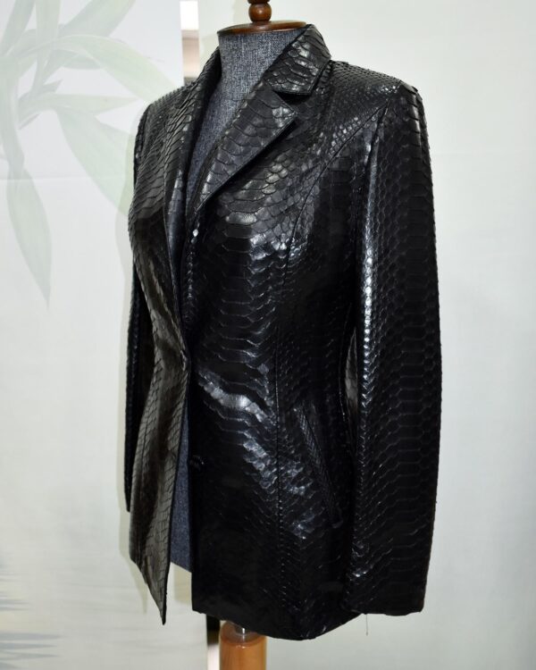 Genuine Python Skin Blazer – Handmade Luxury Exotic Leather Jacket for Women