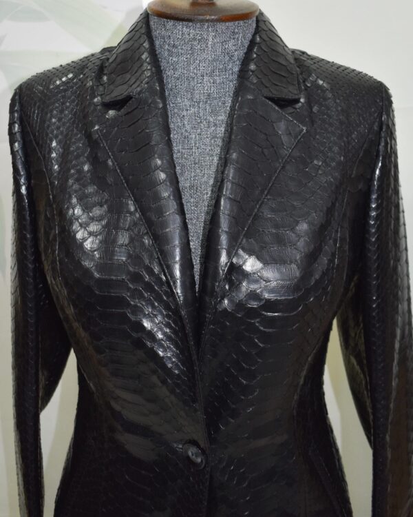 Genuine Python Skin Blazer – Handmade Luxury Exotic Leather Jacket for Women
