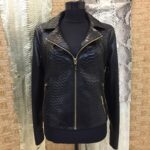 Women's Genuine Python Leather Black Exotic Snake Skin Handmade Motorcycle Biker Jacket