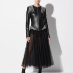 Rhinestone Black Leather Jacket • Women’s Crystal Studded Biker Coat