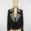 695e607c59f447123fa65f40.jpg Rocker Chic Crystal Embellished Suede Collar Women's Black Biker Leather Jacket