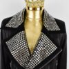 695e607e59f447123fa65f91.jpg Rocker Chic Crystal Embellished Suede Collar Women's Black Biker Leather Jacket